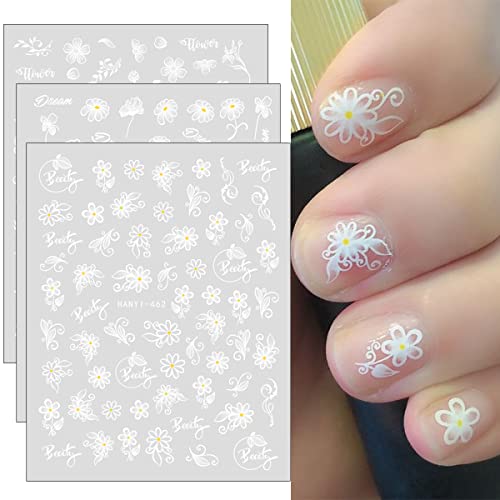 White Nail Art Stickers Charming Flowers Nail Decals Transparent Butterflies Nail Stickers For Nail Art Perfect Floral Nail Accessories 3D Self-Adhesive Design Nail Decoration For Women 6 Sheets #TOP3