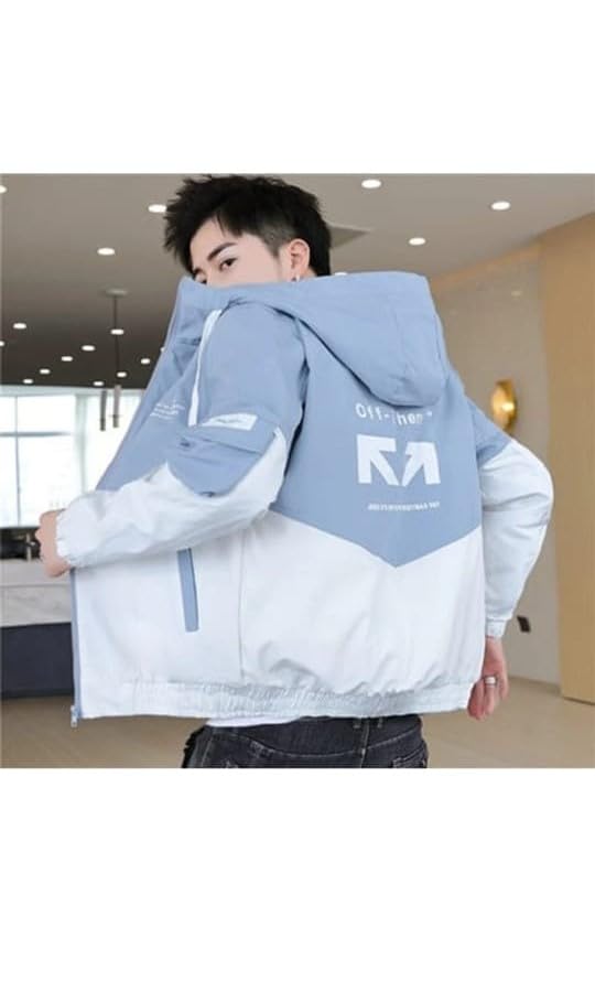 Image of Image of inchAniSom inch Men's Color Block Hooded Jacket Lightweight Polyester Windcheater Streetwear Zipper Jacket for Winter