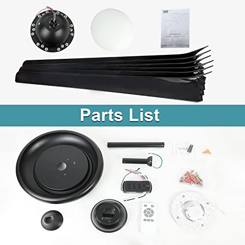 Depuley 100" Ceiling Fans with Lights and Remote, Large Black Ceiling Fan with Light LED, Modern Reversible Ceiling Fan with 6-Speed for Office & Covered Outdoor, Color Changeable 3000K-6000K, Timer by Depuley - Image 8
