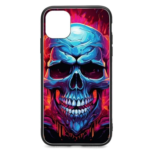 CRIVOTA for iPhone 11 Case - All-New Colorful Skull Design, Glass Back + TPU Inner Shell, Bare-Hand Feel, Military-Grade Tested, Precise Cutouts, Cell Phone Cases for Boys Girls