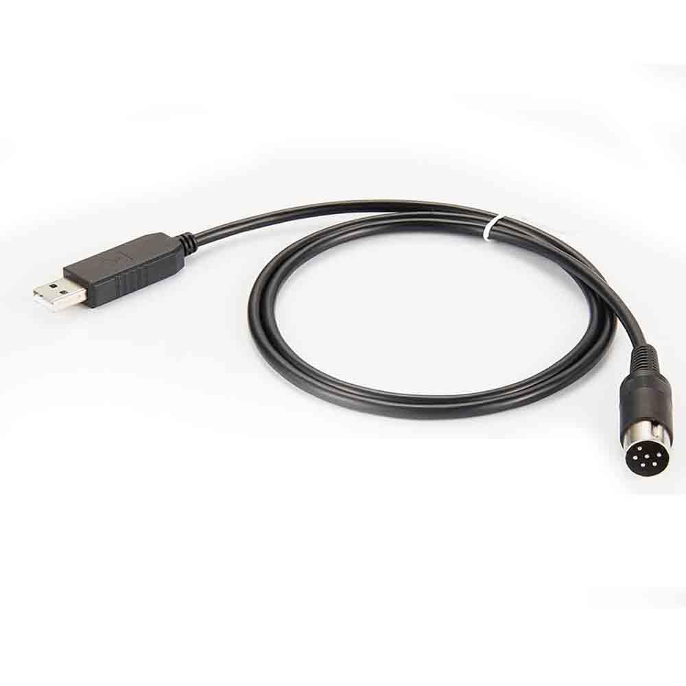 USB RS232 Cable with 6 Pin DIN Connector Programming Cable for Efficient Configuration 1 Meter