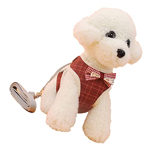 犬用 ハーネス 小型犬 かわいい ハーネスリード セット 調整可能 おしゃれ 抜けない ペットハーネス ベスト 柔らかい 胴輪 通気性 簡単着脱 ドッグウェア チワワ 子犬 訓練 散歩用 ドッグハーネス 格子縞 蝶結び 猫犬の服 レッド M