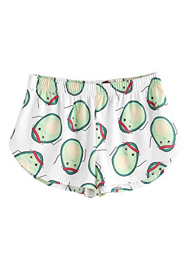 Floerns Women's 2 Piece Pajama Sets Cartoon And Graphic Print Sleepwear Tops And Drawstring Pajama Shorts A White M #TOP5