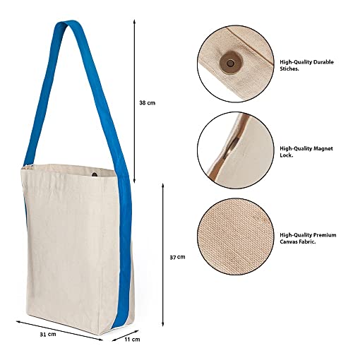 Image of Lify Womens Bi- Colour Canvas Tote Bag,Shoulder Bag,Top Magnetic Button Closure,Daily Essentials- Pack Of 7 (Mixed Colors)