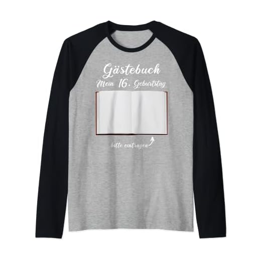 Libro de visitas para cumpleaños número 16. Camiseta Manga Raglan