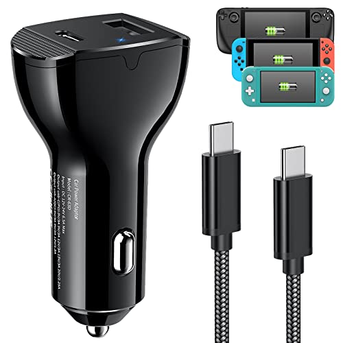 Usb C Car Adapter Charger 63W For Steam Deck/Switch, Dual Power Port Pd45W Usb C & Qc18W Usb A Fast Charger With 3.3Ft Type C Charging Cable For Steam Deck/Switch/Phone/For Ps5/Tablet #TOP27