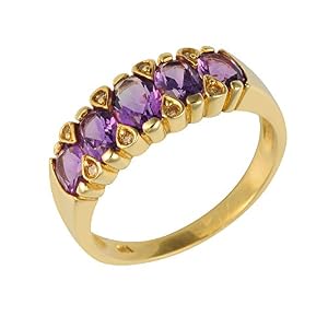 Ivy Gems Ivy Gems Ewigkeitsring 9 Karat (375) Gelbgold Amethyst Diamant Ivy Gems Ivy Gems Ewigkeitsring 9 Karat (375) Gelbgold Amethyst Diamant