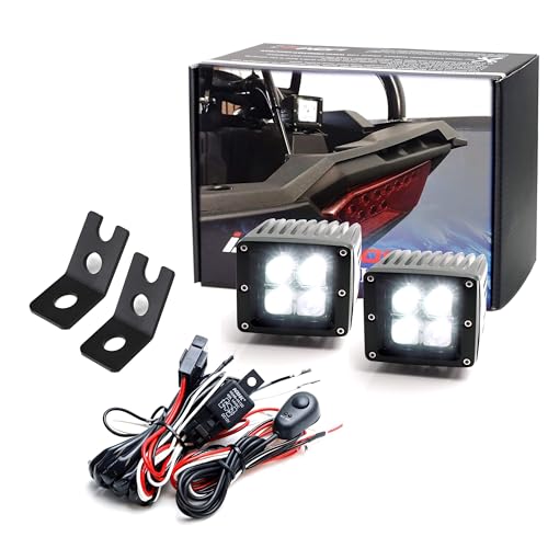 iJDMTOY LED Rear Backup/Reverse/Search Light Compatible with 2014-up Polaris RZR XP 1000, 15-up RZR 900, Include 20W High Power LED Cubes, Rear C-Pillar Mount Brackets & On/Off Switch Wiring Kit