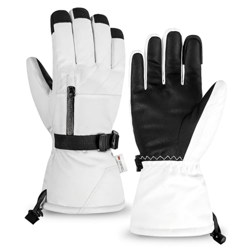 QKURT Gants de Ski, Mitaines de Neige Voupe-Vent et Chaudes pour Hommes Femmes Gants pour Temps Froid pour la Luge, Le Snowboard, Le Cyclisme, la Course à Pied et Les Activités de Plein air