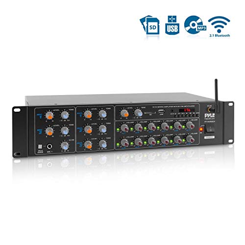 Pyle 12 Channel Power Amplifier w Bluetooth Wireless- 600W Max Power Rack Mount Amplifier with Multi-Zone Sound Mixer–RCA, USB and AUX inputs-Great for Restaurant, Theater, Studio or Stage- PT12050CH by Pyle - Image 9