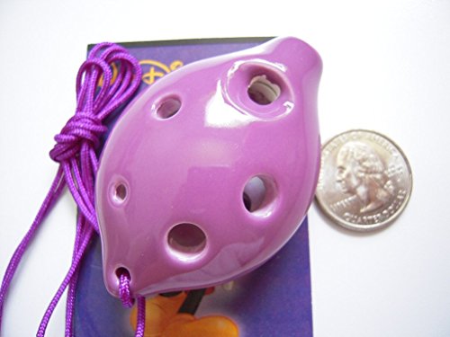 Dexterous 6 Holes Ceramic Ocarina Soprano C Key. Easy To Carry And Learn, Good For Beginner & Great Gift. Linn's Arts! (Purple) #TOP3