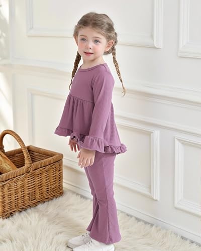 Image of Weebaby Baby Girl Clothes Infant Toddler Girl Clothing Ruffle Shirt High Low Top Floral Allover Pant Little Girls Clothes