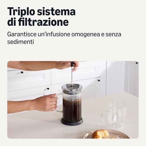 Amazon Basics Caffettiera a Stantuffo, 1L, in Vetro Borosilicato, Senza BPA, Parti Rimovibili Lavabili in Lavastoviglie - Immagine 2