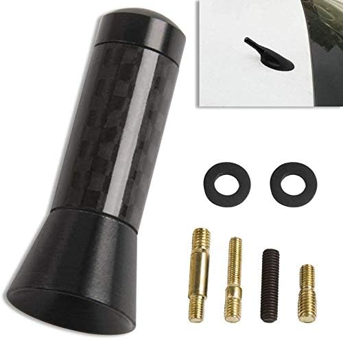 AXECO 1.4" Carbon Fiber Short Antenna Vehicle Car Truck AM/FM Radio Aluminum Black Aerial Mast Universal Replacement