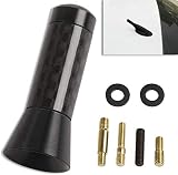 AXECO 1.4" Carbon Fiber Short Antenna Vehicle Car Truck AM/FM Radio Aluminum Black Aerial Mast Unive
