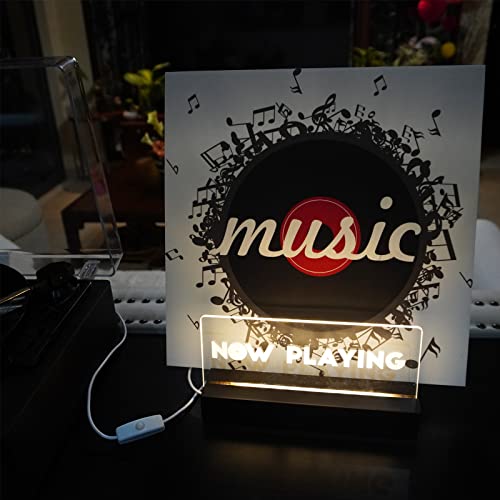 Lighting Now Playing Vinyl Record Stand, Wooden Rack With Acrylic Panel #TOP2
