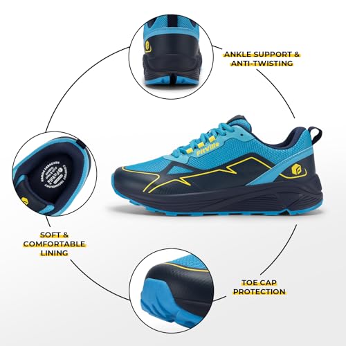 Buty do biegania FitVille Męskie bardzo szerokie buty do biegania w terenie Szerokie lekkie buty sportowe Buty outdoorowe Wygodne buty fitness Buty trekkingowe V3 Niebieski 43 EU X-Szeroki