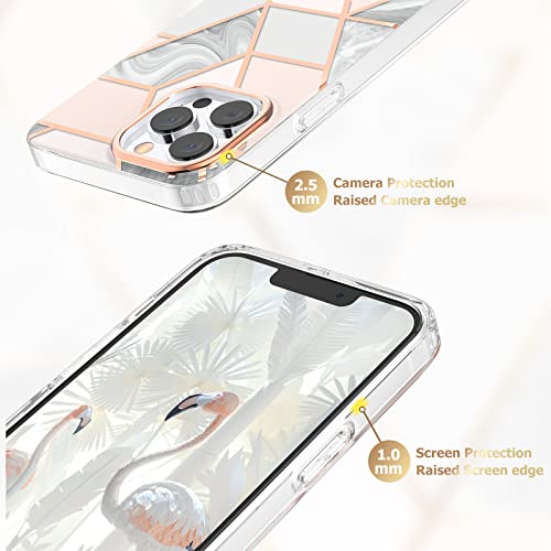 Mateprox Compatible With Iphone 14 Pro Case Marble Design Slim Thin Stylish Geometric Cover For Iphone 14 Pro 6.1" 2022(Marble Pink) #TOP2