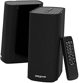 CREATIVE T100 Compact Hi-Fi 2.0 Desktop Speakers, Up to 80W Max Power with Bluetooth 5.0, Optical Input, Aux-in, for PC and Laptop (Black)