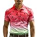 Watermelon Stripes Funny Golf Shirts for Men,Mens Hawaiian Shirts Short Sleeve Novelty Crazy Golf Shirts