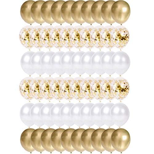 Luftballons Gold 60 Stück Luftballons Weiß Gold Ballons Gold Metallic Goldene luftballon für Hochzeit Geburtstag Babyparty Valentinstag JGA Deko Abschlussfeier Silvester Party Dekoration