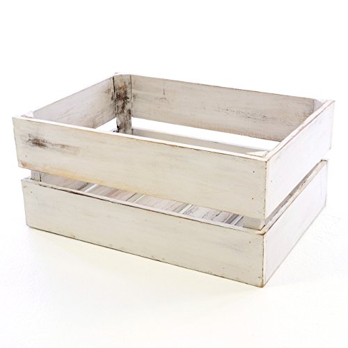 Divero Vintage Holzkiste in Weiß – Vielseitige Aufbewahrungsbox L 51x36,5cm, Höhe 23cm, Dekorativ und Praktisch