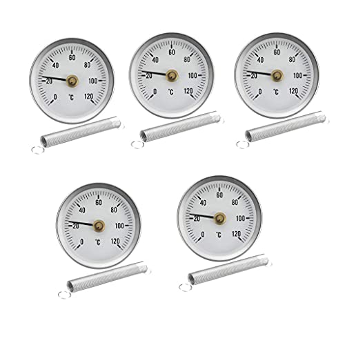 5 Pieces 63mm Pipe Thermometer Clip on Temperature Spring Dial Gauge 0-120º C