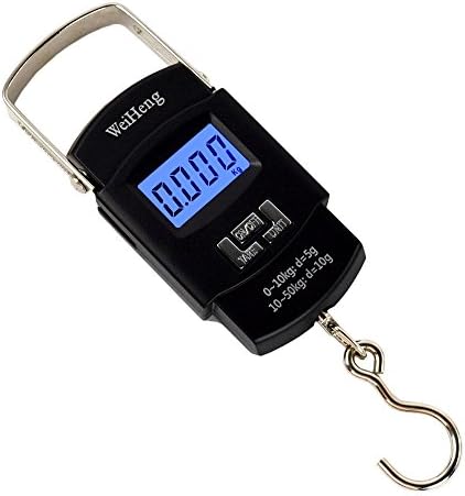WiseField 110lb/50kg Electronic Digital Hanging Luggage Fishing Hook Scale, Black
