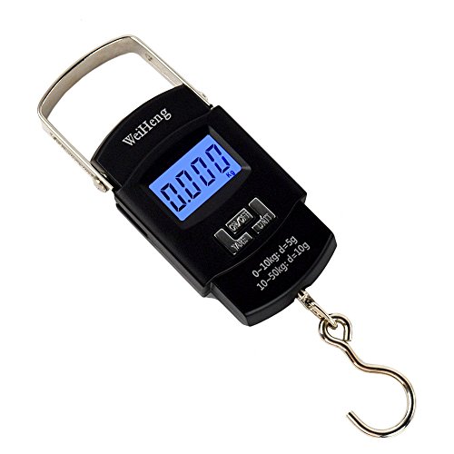 Wisefield 110Lb/50Kg Electronic Digital Hanging Luggage Fishing Hook Scale, Black #TOP30