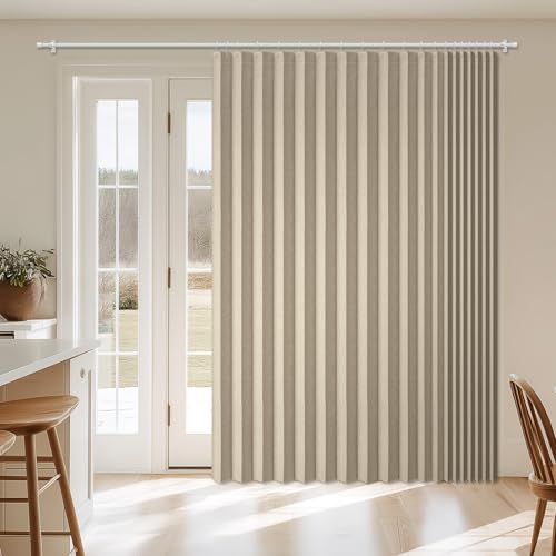 Image of AJAZZ Blackout Accordion Door Curtain 1 Panel 98 inchx78 inch Cream Yellow - Magnetic Folding Room Divider, No-Drill Sliding Patio Closet