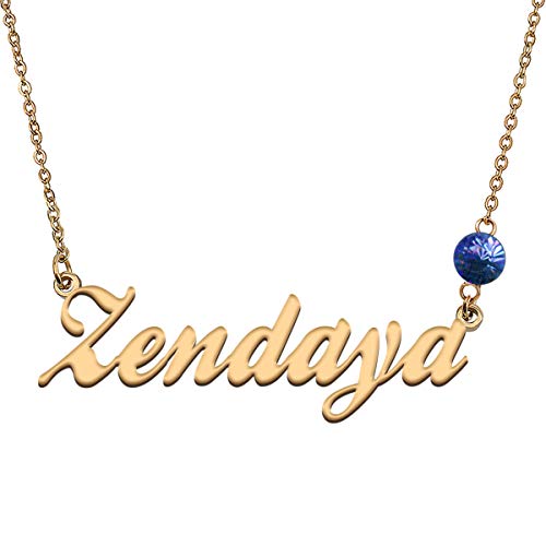HUAN XUN Custom Choker Birthstone Zendaya Name Necklace Best