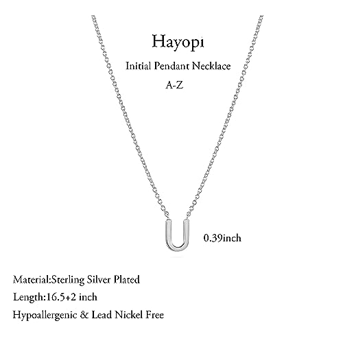 Hayopi Initial Necklaces for Women Silver,Cute Name Necklace Personalized Dainty Silver Letter Necklace Simple Initial Pendant Necklace for Women Choker Necklaces for Women — view 3
