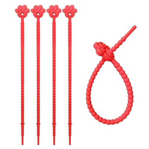 LUOFENG Bridas de silicona, 5 bridas de silicona reutilizables para cables, corbata de pan, clips de sellado de bolsa, correas elásticas para oficina en casa