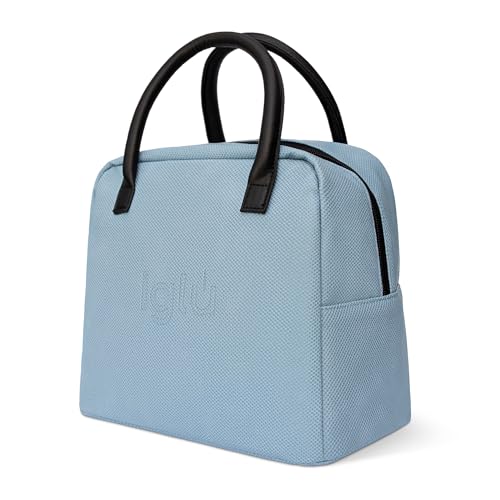 iglu Insulated Lunch Bag | Tote Bag Faux Leather | Lunch Box for Adults and Kids | 6L Cool Bag (Aspen, Arctic Blue)