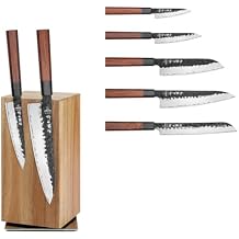 HEZHEN Chef Knife Set, 5 Pieces, 3 Layers Clad Steel Kitchen Knife Set with 360 Magnetic Rotating Knife Holder