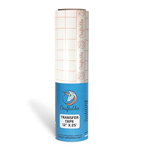 Craftables Clear Vinyl Transfer Paper Tape roll w/Alignment Grid and Easy Release Paper | 12