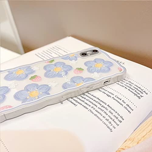Ownest Compatible For Iphone X Case,Iphone Xs Clear Case With Flower Cute Strawberry Lace Design For Girls Woman Tpu Protective Slim Shockproof Floral Case For Iphone X/Xs-Blue #TOP6