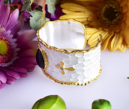 Brazalete de plata y granate antialérgico y duradero de 8 pulgadas 6