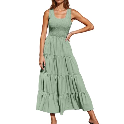 Robe longue boheme sans manches unie vetement de plage d'ete pour femme