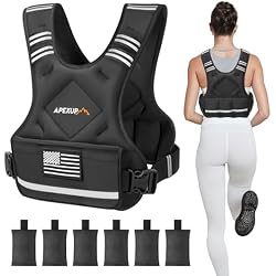 APEXUP Adjustable Weighted Vest, 4-10lb/12-18lb/20-32lb Vest with 6 Ironsand Weights and Large Pocket, Weight Vest for Men Women Strength Training, Running, Walking