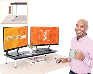 Stand Steady Titan Monitor Stand | Large Height Adjustable Monitor Riser Supports 2