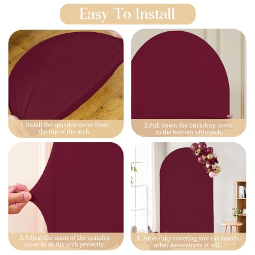Burgundy Arch Backdrop Cover 6.6FT Burgundy Arch Covers Stretchy Backdrop Wedding Birthday Party Christmas by Little Funny - Used condition - Image 4