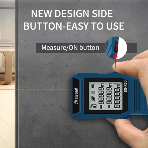 Laser Measure,±2mm Accuracy 50M Laser Distance Meters with Side Button,Portable Handle Digital Measure Tool with Large Backlit LCD,Measure Distance, Area