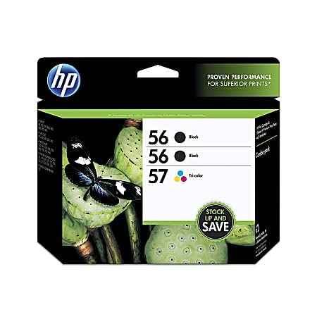 HP 56/56/57 Black/Tricolor Ink Cartridges, 3/Pack