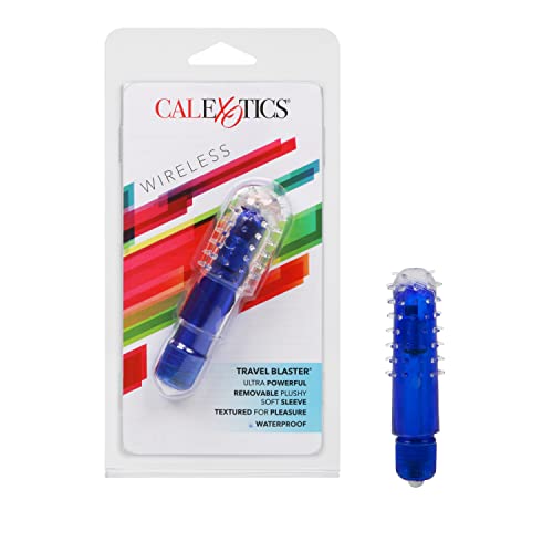 CalExotics Travel Blaster Bullet Vibrator, Discreet and Powerful Waterproof Massager with Removable and Soft Textured Sleeve - Blue SE-0070-25-2