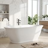 GarveeTech 67 Inch Freestanding Bathtub, Luxury Oval-Shaped Acrylic Soaking Tub, Modern Stand Alone...