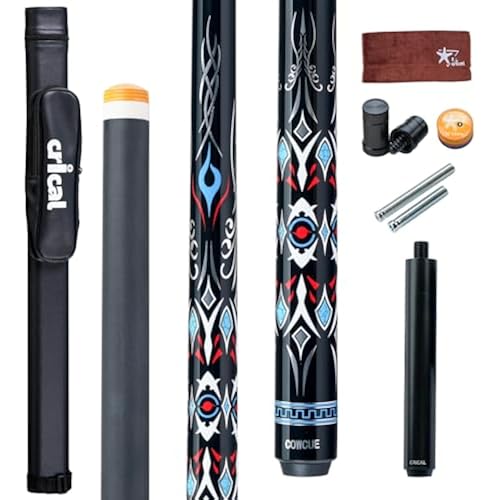 CRICAL COWCUE 58-Inch Carbon Fiber Pool Cue, Low Deflection, 12.5mm Tip