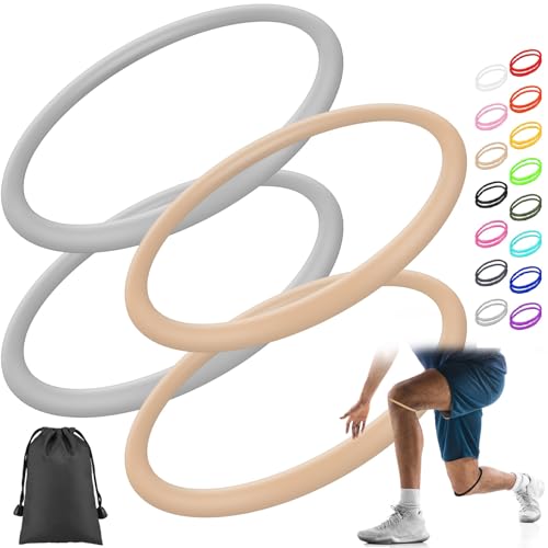 Image of Foilswirl Silicone Patella Knee Band for Basketball Patella Tendon Support Knee Pain Running Tendon Brace Support Strap(4,Gray and Nude Color,M)