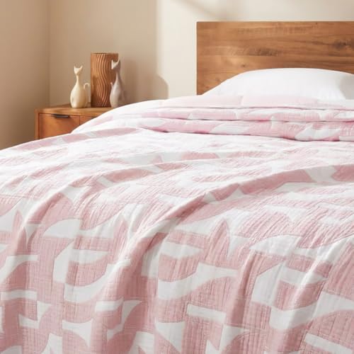 SLEEP ZONE Twin/Twin XL Quilt Set, Cotton Blend Bedding, Pink Bedspread - image 5