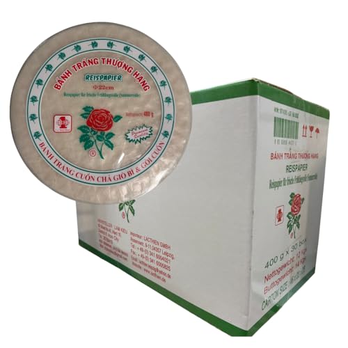 Asia Lac Thien Bánh Tráng Cuốn Chả Giò Bì & Gỏi Cuốn Premium-Reispapier für frische Sommerrollen & Frühlingsrollen – Bánh Tráng Cuộn, 22 cm, (30 x 400g) Beutel, BPA-frei